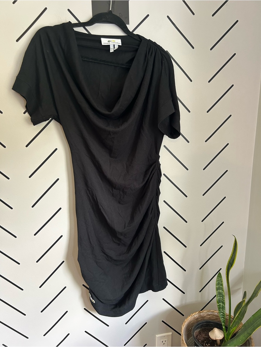 Vintage Lacoste X Malandrino black cowl neck knit dress athletic casual